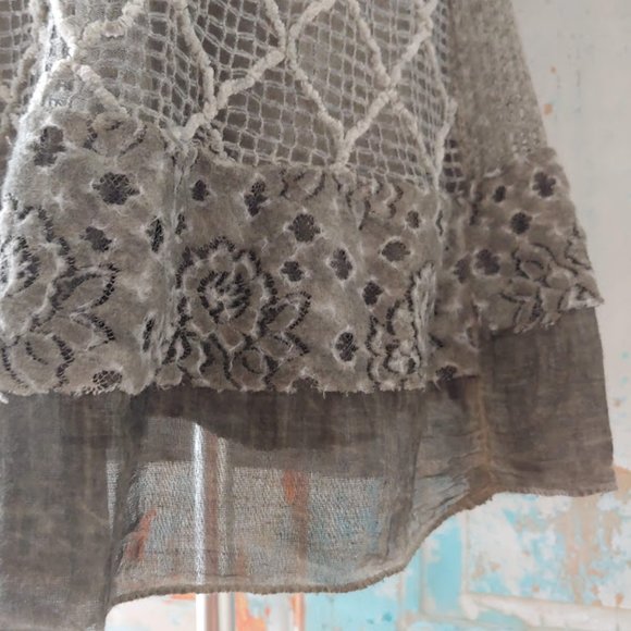 Belle France long sleeve  layered mohair sweater dress/M/light olive green - Picture 2 of 12